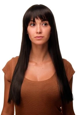 WIG ME UP Perücke Frauen Damenperücke Dunkelbraun Braun Pony glatt lang 60 cm GFW373-4