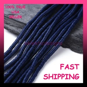 6mm 15+" Strand Midnight Blue Disc Donut Round Heishi Polymer Clay Beads 05 - Picture 1 of 3