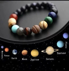 πͺ Solar System 11 Planets Stone Beads Bracelet Chain Natural Healing Gift - Picture 1 of 9