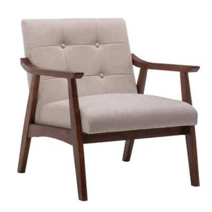 Take a Seat Natalie Beige Fabric Accent Chair with Espresso Wood Frame - Picture 1 of 7