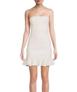 Susana Monaco L118805 Blanched Almond Trägerloses Kunstleder Minikleid Größe M - Bild 1 von 3
