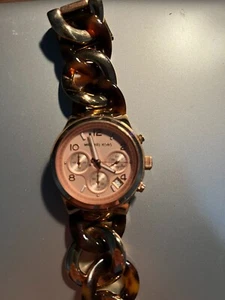 Michael Kors Women’s Watch MK-4269 Rose/Gold-Tone Tortoise Chrono Watch - Picture 1 of 7