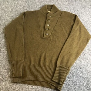 Suéter Vintage Ejército 100% Lana 5 Botones Militar Henley Para Hombres Mediano OD Verde EE. UU. - Imagen 1 de 6