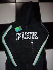 VICTORIAS SECRET PINK FAUX LEATHER LIMITED EDTION STRIPE HOODIE NWT