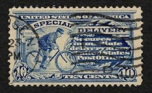 US 1902 #E6 Special Delivery 10c Ultra Messenger on Bicycle VF-XF Used - Picture 1 of 2
