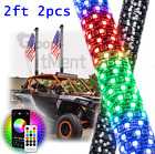 Fat 2FT Lighted Spiral LED Whip Antenna w/RGB & Remote For ATV Polaris RZR UTV