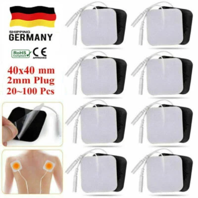 BLINGBIN 20-100xTENS Elektroden Pads Selbstklebend Für TENS EMS Reizstrom Gerät 4x4cm 2mm