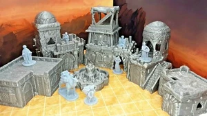 23 Piece Desert Village Set W/ Buildings and Villagers Minis Scenery Terrain D&D - Picture 1 of 6