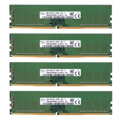 New Hynix 32GB (4X8GB) DDR4 2400MHz PC4-19200 UDIMM Memory Ram HMA81GU6AFR8N-UH - Image 1 of 4