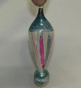 Antiker deutscher blauer Glas Endstück Ballon Weihnachtsschmuck Vintage 30er Jahre - Bild 1 von 8