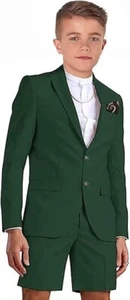 Boy‘s Suit Summer Formal Wedding Tuxedo Jackets Short Pants Slim Fit Two Pieces - Picture 1 of 26