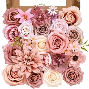 Artificial Flowers Dusty Pink Flowers for DIY Wedding Bridal Bouquets Fake Ca... - Picture 1 of 8