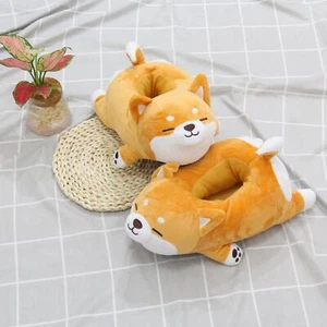 Cotton Slippers Home Bedroom Indoor Warm Shoes Husky Shiba Inu Plush Women Kids - Picture 1 of 11