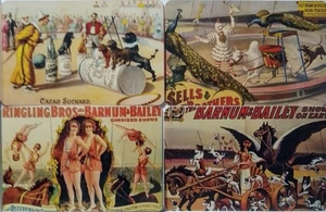 swap cards Modern playing card back set of 4 Vintage look Circuses - Picture 1 of 1