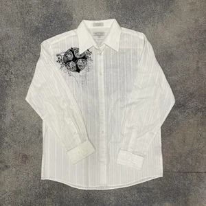 Eighty Eight Y2K Vintage Cross Bones Grunge Casual White Button Up Shirt Size XL - Picture 1 of 7