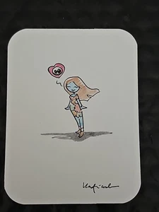Katie Cook: Sally Loves Jack ; Original Art Sketch Card Watercolor 3×4 - Picture 1 of 4