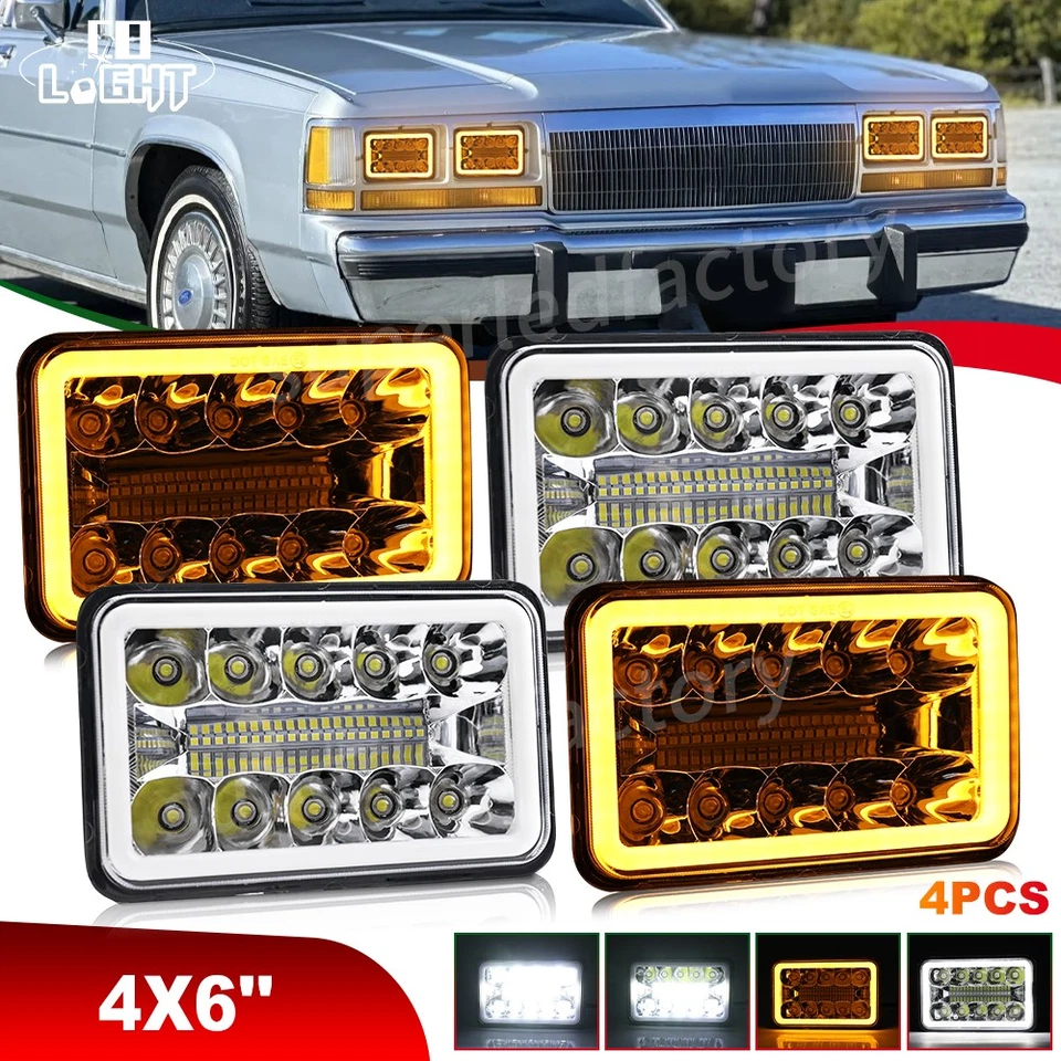 4 faros LED de 4x6 pulgadas luz de giro de haz alto/bajo para Ford LTD Crown Victoria Foto 1 de 4