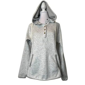 Pull gris à capuche Thread + Supply tricot doublé polaire Gorpcore confortable taille M - Photo 1/9