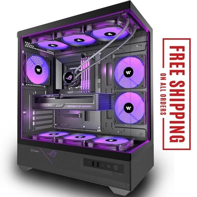 PC CASE ATX 6 PWM ARGB Fans Pre-Installed, Mid-Tower Gaming PC Case, Panoramic T - Image 1 of 4