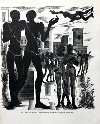 "Гравюра на дереве Блэра Хьюза-Стэнтона ""Сыны Сиона"" 1951 Shevnal Press" - Изображение 1 из 4