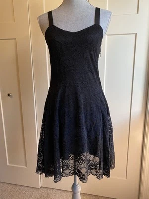 Vestido Free People Encaje Fit N Acampanado Negro Y Azul Ajustable Cremallera Lateral Pequeño SKU2 Foto 1 de 4