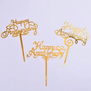 Set 3 Stück Acryl Hochzeitstag Tortenaufleger Zubehör Happy- Anniversary - Bild 1 von 12