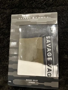 Savage X Fenty Men's Boxer Briefs  XXL 3-pack Black/Green Olive/White New in Box - Picture 1 of 3