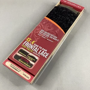 "Rizo bohemio de 14"" negro natural 13"" x 4"" encaje de oreja a oreja frontal 100 % cabello Remy" - Imagen 1 de 7