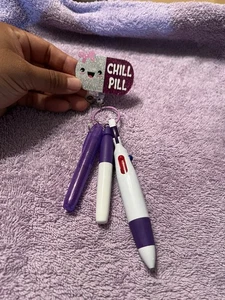 “Chill pill” Retractable Nurse Badge, with Nursing Pen And Marker Set: Purple - Picture 1 of 2