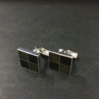 Gemelos EGA Louis Vuitton Damier Button de Manchette tono plata/7BL0591 Foto 1 de 4