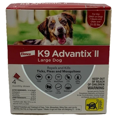 Elanco K9 Advantix II Ticks Treatment for Dog Large Dog 21-55lb 4 Monthly Doses - Image 1 of 4