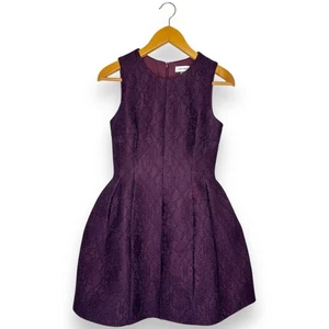 Calvin Klein Aubergine A-Line Lace Dress Size 4 Purple Sleeveless Cocktail Dress - Picture 1 of 9