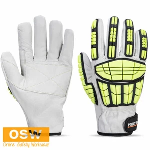 Premium Leather Grey Anti-Impact Pro Cut PR Exo-Skeleton Safety Work Gloves A745 - Bild 1 von 3