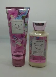 2 NEW Bath & Body Works SWEET PEA Body Cream & Body Lotion 8 oz (B2-A7) - Picture 1 of 2