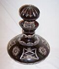 Vintage 11 Tall Black And Crystal Cut Glass Ships Decanter Pinwheel Heavy Stopper