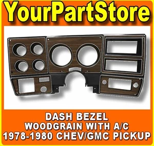 Cuadro de instrumentos de madera bisel calibre tablero para camioneta Chevy 1978-80 aire acondicionado - Imagen 1 de 2