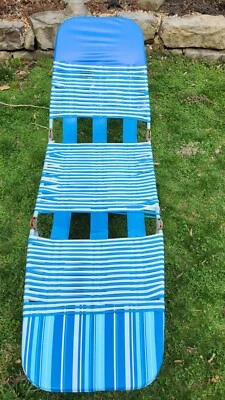 De Colección Césped Sillón Playa Patio Chaise Azul Vinilo Jalea Tubo Plegable Retro  Foto 1 de 4