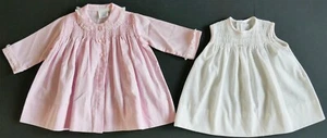 VTG Honey Suckle SEARS SMOCKED SET Pink LS Coat+White Dress Girl L 12mo EUC USA - Picture 1 of 14