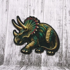 Triceratops Patch Iron-on Applique Dinosaur Badge, Dino, T-rex, Prehistoric DIY - Picture 1 of 16