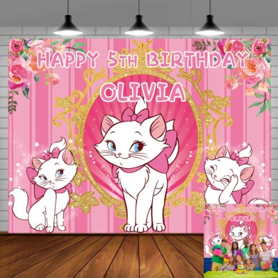 Marie Cat Personalised Custom Banner Backdrop Party Decorations Birthday Gift - Image 1 of 4