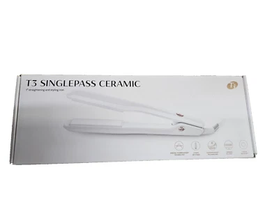 T3 SinglePass 1" Flat Iron Straightener - White - Image 1 of 4