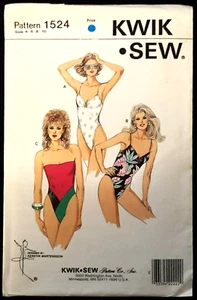 Kwik-Sew Badeanzug 1tlg 'Baywatch' High-Thigh Pin-Up Retro 80er Muster 4-10/UCFF - Bild 1 von 9