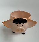 Vintage Pretty Pink Piggy Pig Bobble Head Trinket Bowl Curly Tail Metal