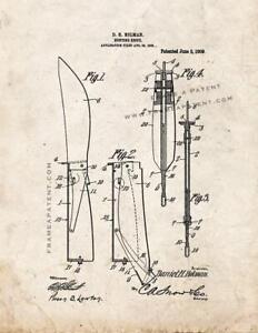 Hunting Knife Patent Print Old Look