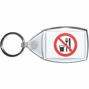 No Food or Drink Clear Plastic Key Ring (S, M or L) - Picture 1 of 8