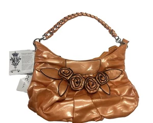 Nicole Lee USA Orange Hand Bag Flowers Detail Zip Closure Medium New With Tags - Picture 1 of 9