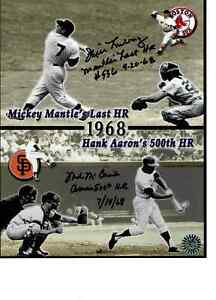 Yankees Mickey Mantle, Braves Hank  Aaron HR signed 8x10 photo  by both pitchers