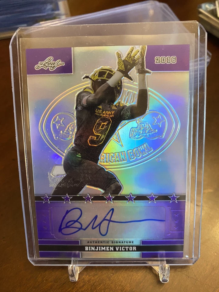2016 Leaf All American Auto Purple Binjimen Victor #15/20 Ravens Ohio State - Image 1 of 1
