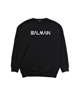 BALMAIN UNISEX SWEATSHIRT NEW LOGO BLK BT4Q40 930AV - Picture 1 of 1