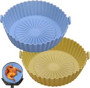 FANTESI 2 Pcs Air Fryer Silicone Liner, 6.3 Inch Round Silicone Baking Pan Air - Picture 1 of 7